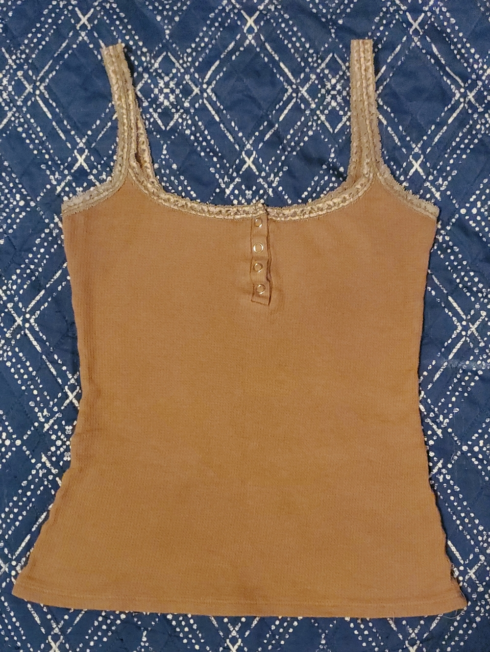 FWB💫 Camel Brown Lace-Trim Cropped Cami